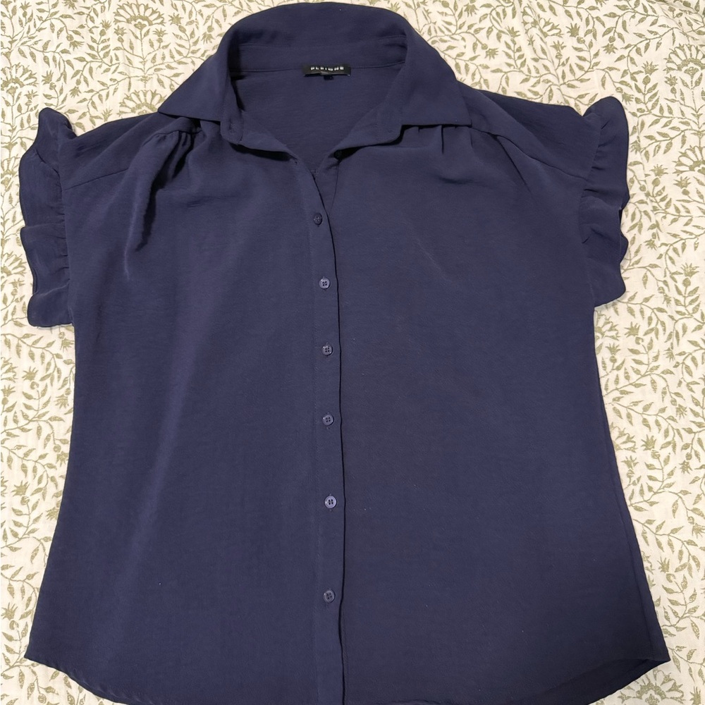 Pleione Dark Blue Button Down Shirt